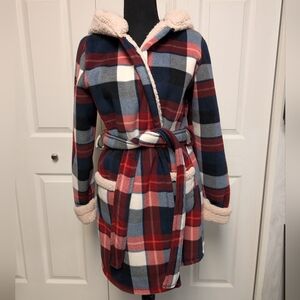 Plush Plaid Robe with Hoodie